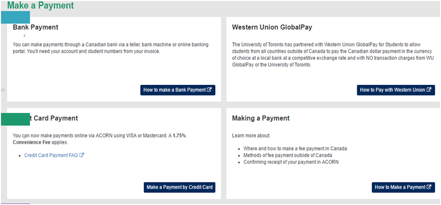 多伦多大学学费缴费方法1
